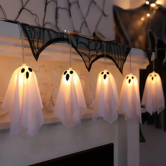 Ghost Ice Bar Curtain Lights Battery Powered Halloween String Lights with 8 Modes for Window Haunted House Indoor Outdoor Decor