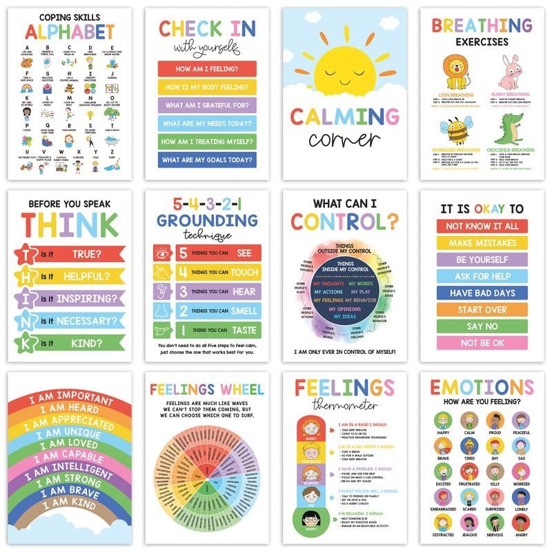 🔥❤️12 Pcs Calming Corner Posters